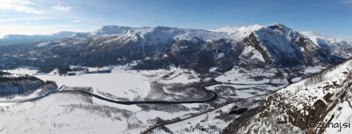 Panoramic view from Mureklove icefall, Hemsedal