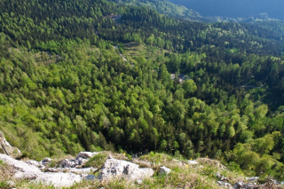 Pogled iz stene proti parkirišču