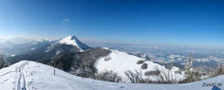 Pogled iz Kočne proti Golici in Ptičjemu vrhu